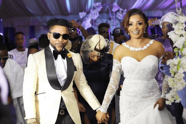 Oritsefemi and wife Nabila on their wedding day in 2017